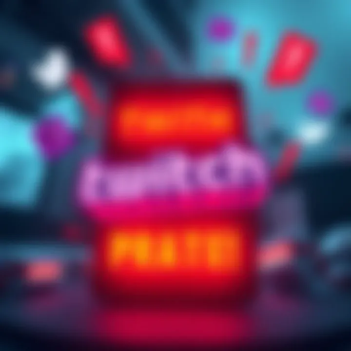 A graphic illustrating the backlash over Twitch's promotion of ExtraEmily after her ban, featuring elements representing social media outrage, such as tweets and exclamation marks.