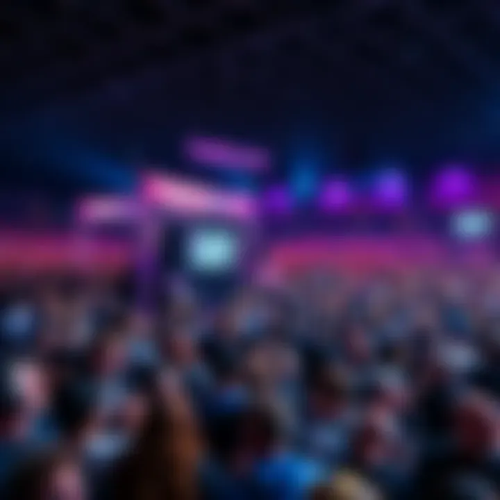 A large crowd at Twitchcon with attendees discussing security concerns after an incident