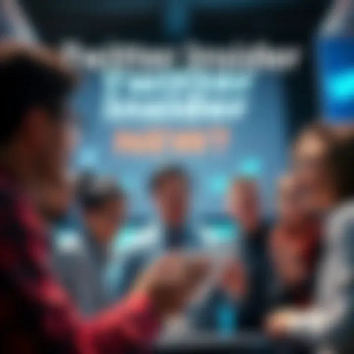 A person sharing important news about Twitter with a group, showing mixed reactions of trust and skepticism.