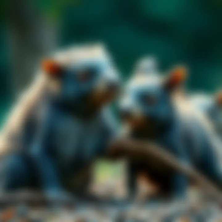 Two creatures examining each other closely in a natural setting