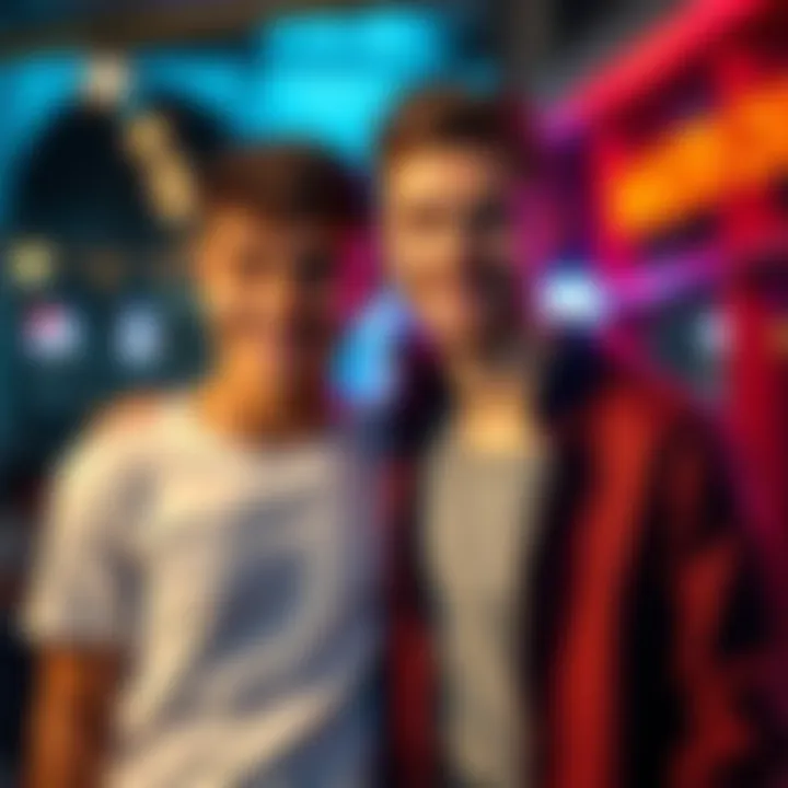 Leon and his twin brother standing side by side, showing their different styles and personalities, smiling at the camera.