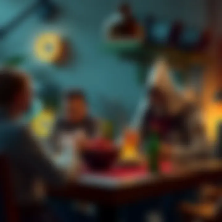 Two game masters engage at a tabletop with players, one managing the narrative and the other adjusting characters and NPCs.