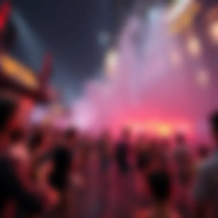 A scene showing two similar activities occurring simultaneously, with people engaging in both events, reflecting public reactions and interactions.