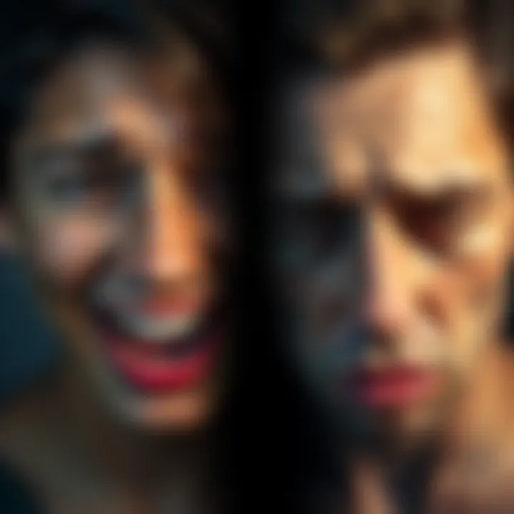 A visual representation of two faces showing contrasting emotions, one happy and one sad, symbolizing different perspectives.