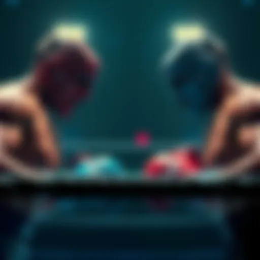 Two combatants face each other in a squared circle, ready to fight without assistance or preparation.