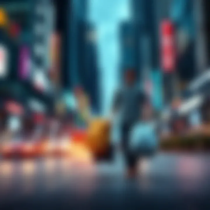 Two lone porters struggle to carry heavy bags through a crowded urban street