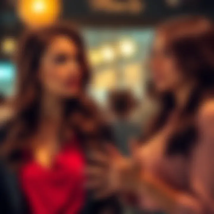 Two women sharing a conversation while looking intrigued and curious, symbolizing the rumor about them being sisters.