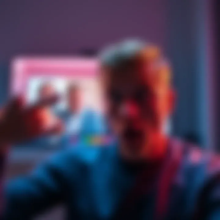 Tyler1's brother abruptly ending a video call, looking surprised. The screen shows a shocked reaction from the other participants.
