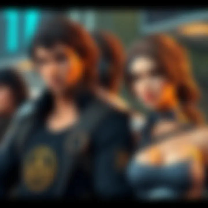 A scene showing a male character from Ubisoft games standing confidently next to a female character, highlighting the contrast in their representation.