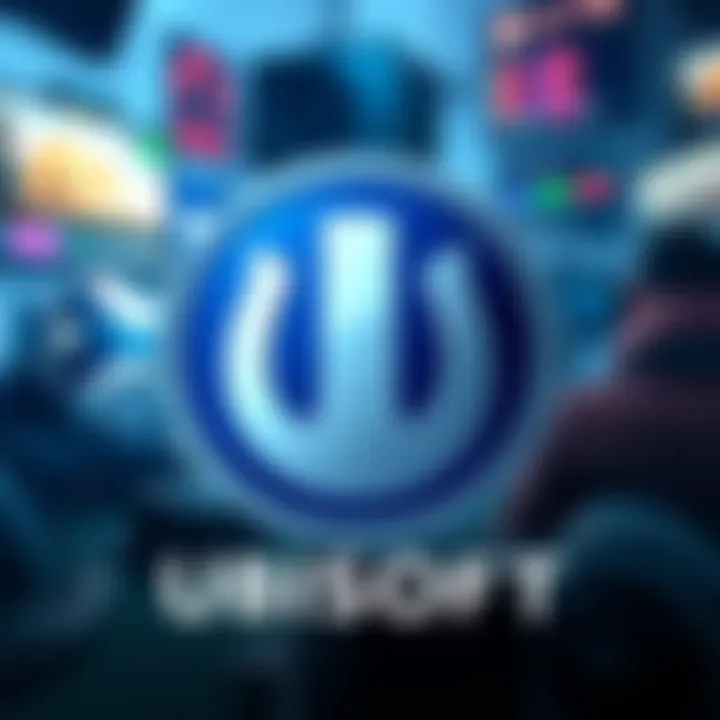 Ubisoft Logo with Gaming Background Ubisoft logo displayed on a gaming-themed background, representing their response to mission issues in games