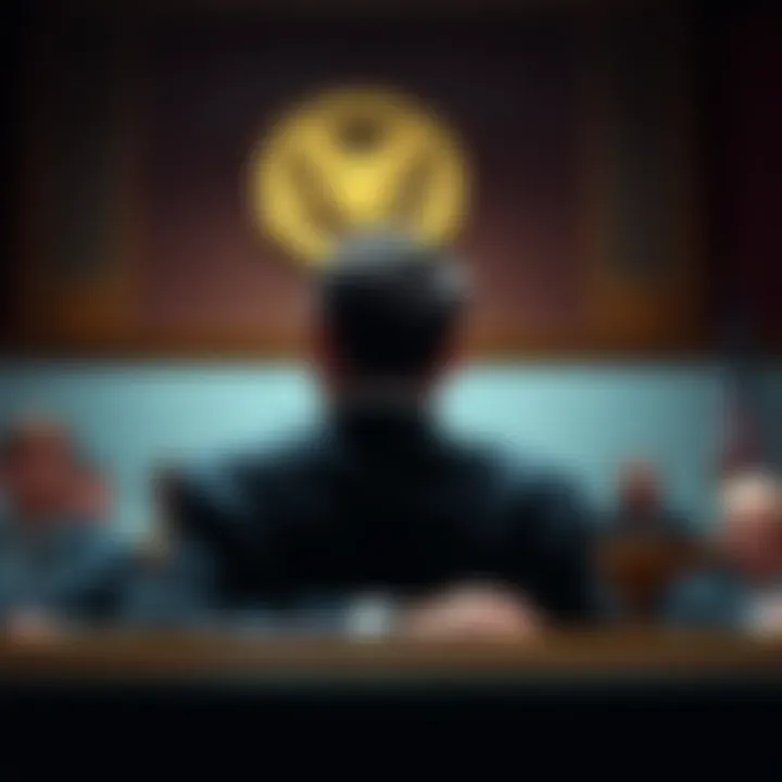 A person at a trial giving testimony about abuse and humiliation in the workplace
