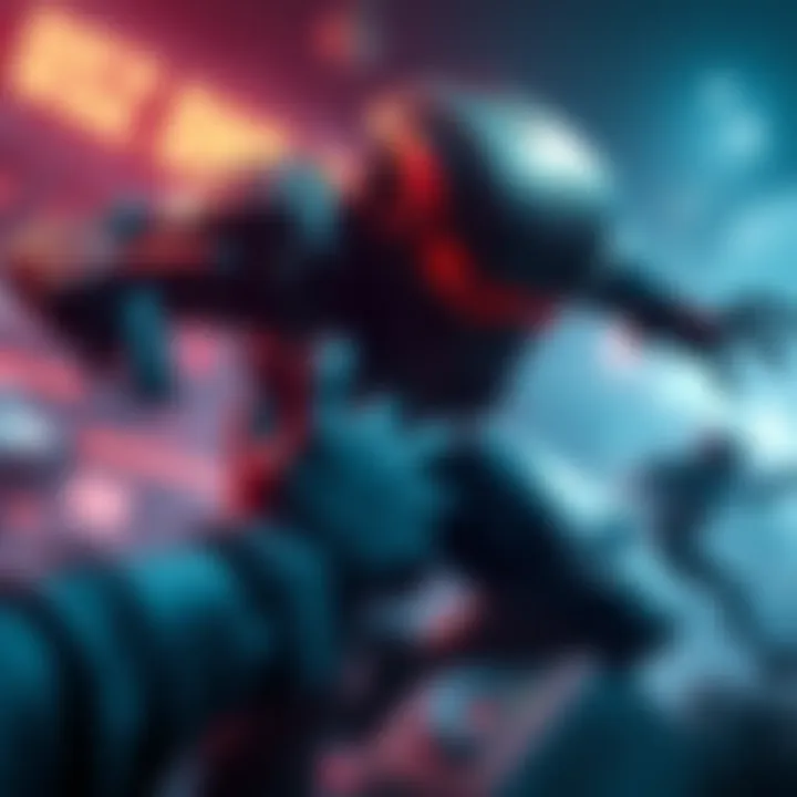 A player faces a tough UESC enemy in a dynamic gaming environment, showcasing intense action and strategy.