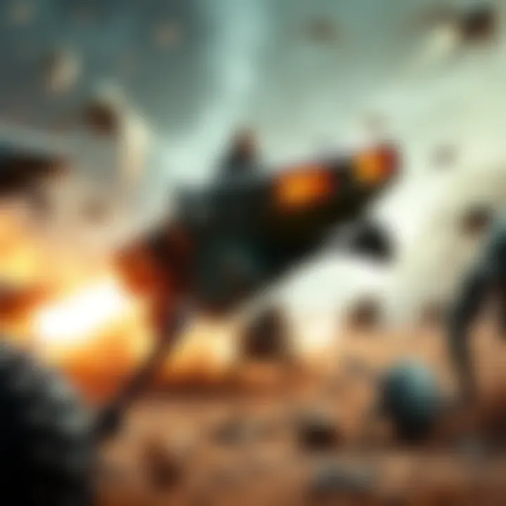 A UIR vehicle showcasing its design and power during a battle against the Locust.