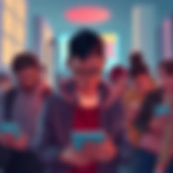 Illustration showing frustrated people looking at their devices with error messages, representing network timeout issues in the UK.