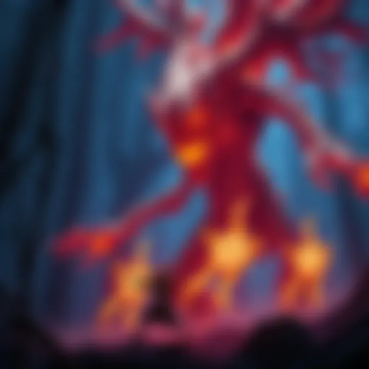 A player battles the Ulcerated Tree Spirit, a large, twisted tree creature with glowing features in a dark forest setting.