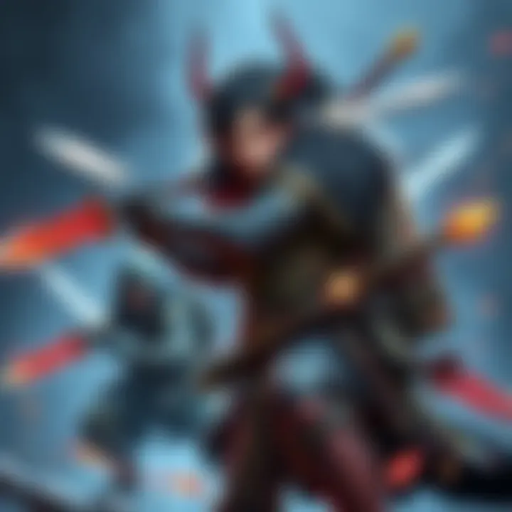 Weapons for Ulfrun Voruna A character using Ulfrun Voruna equipped with selected melee weapons and a companion in action against enemies