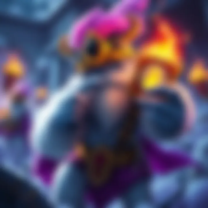 A colorful yeti character holding a card that grants +2 healing in a gaming scene.