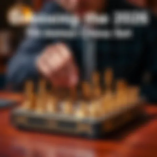 A person carefully unboxing the 2026 TI15 limited edition chess set, revealing its high-quality pieces and design details.