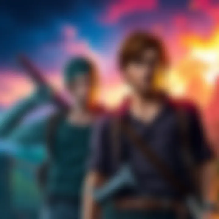 Two iconic characters from Uncharted series stand heroically against a vibrant backdrop, hinting at adventure.