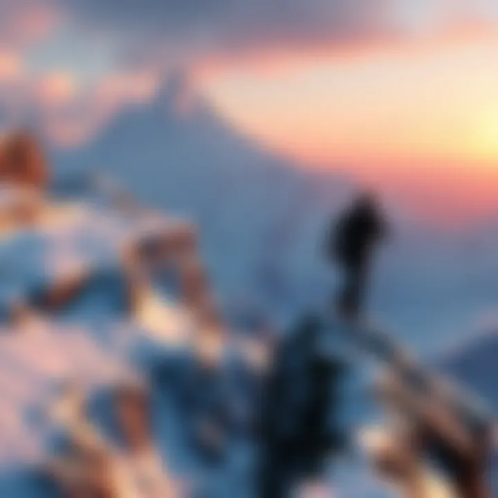 A stunning view of a snowy mountain backdrop with a character climbing the edge, ready for adventure in Uncharted 2.