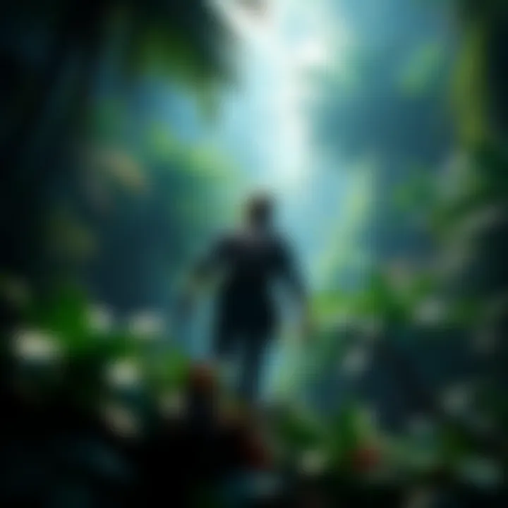 A scene showcasing Nathan Drake exploring a lush jungle in Uncharted 4, highlighting the game's vibrant graphics and action.