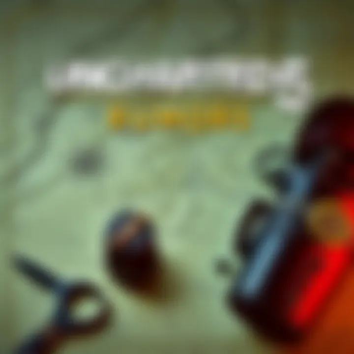 A digital artwork featuring treasure maps and adventurer gear, hinting at a new Uncharted game in development.