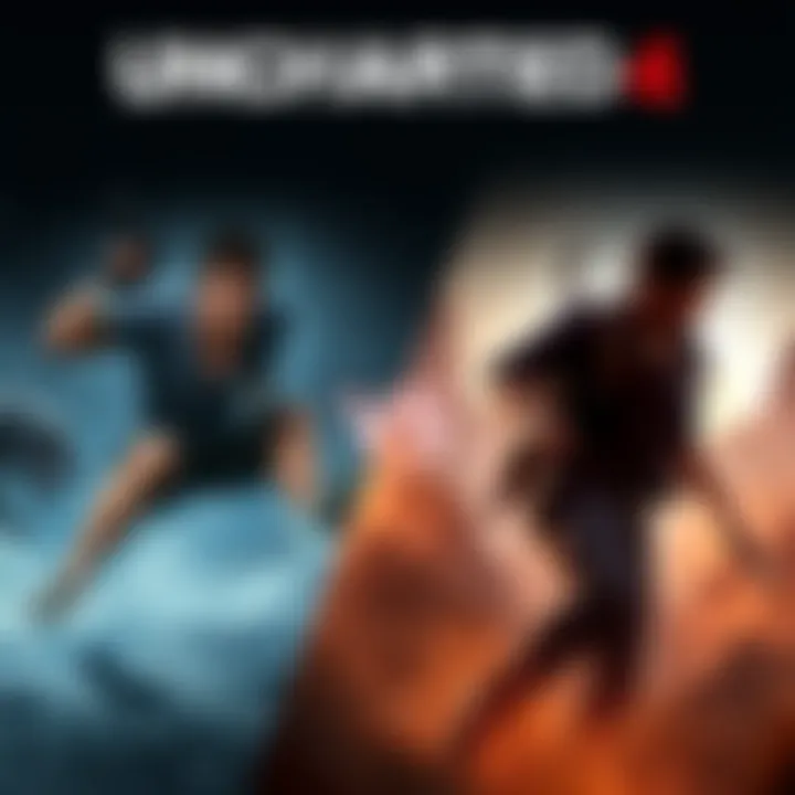 A side-by-side comparison of action scenes from Uncharted 2 and Uncharted 4, showcasing their gameplay and visuals.