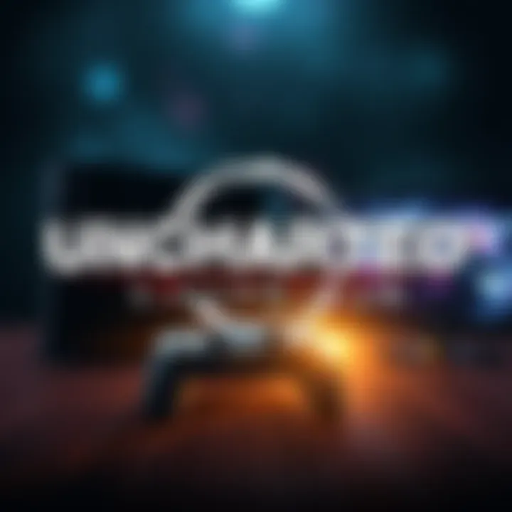 The Uncharted game logo with a backdrop of a gaming console and PC, symbolizing the halted release plans.