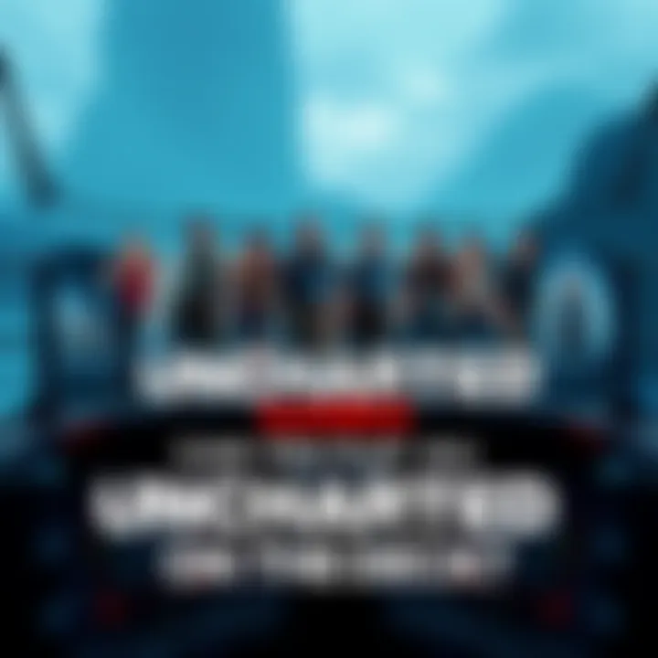 A graphic showing the Uncharted game series icons with a gaming deck in the background