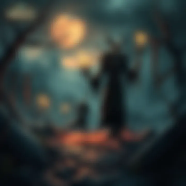 A scene depicting undead characters in a fantasy game setting, featuring dark landscapes and eerie elements, reflecting themes similar to WoW Classic.