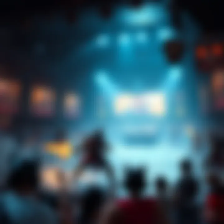 A battle scene in the Underground Arena, showcasing intense competition among players with various deck strategies.
