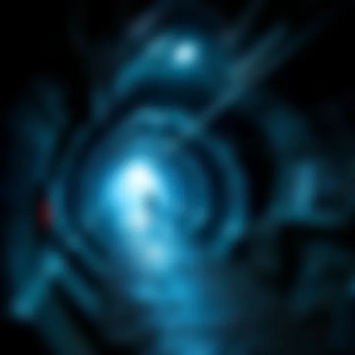 A dark underground scene showing obstacles and challenges, with people working hard to overcome them.