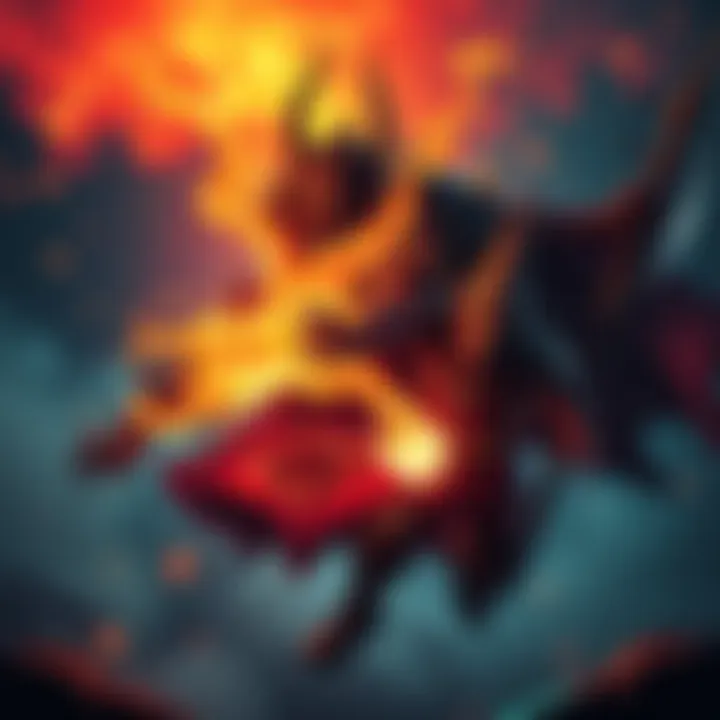 Underlord uses Firestorm against Rubick, who prepares to steal spell abilities, highlighting their clash in a Dota 2 match.