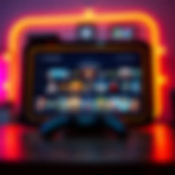 A Steam Deck console showing a selection of lesser-known game titles on the screen with colorful graphics.