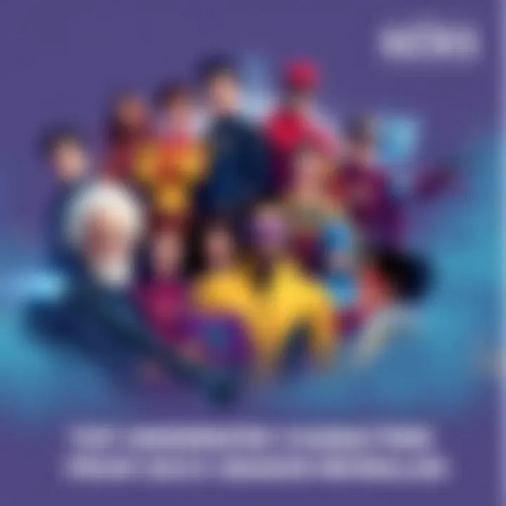 Illustration showing a variety of TV characters that fans consider underrated, each with unique traits and costumes, gathered in a vibrant scene.