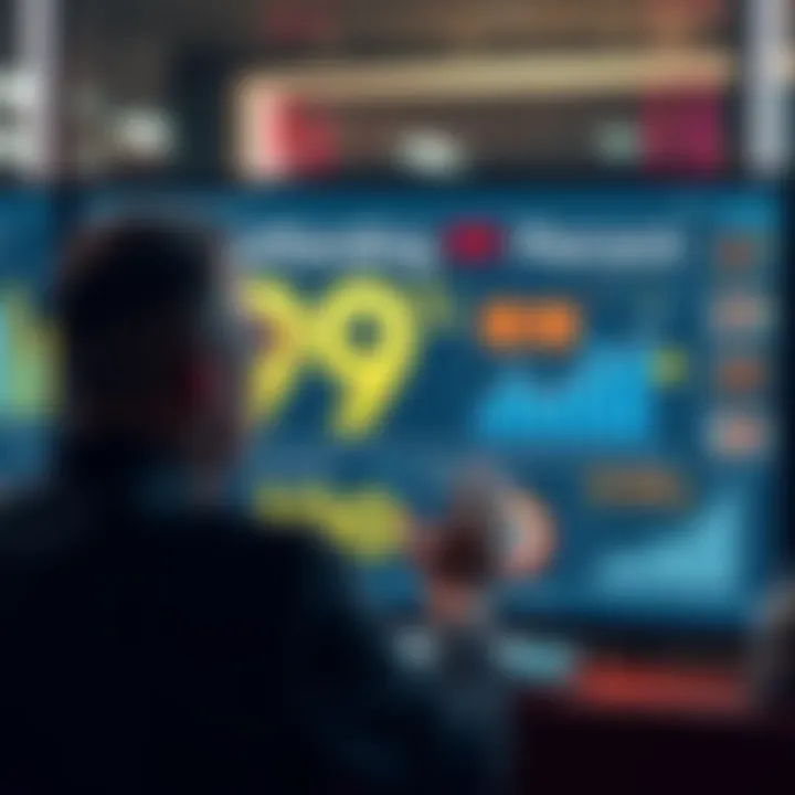 A person examining statistics on a digital screen with charts reflecting different opinions and discussions, symbolizing the impact of the term '99%' in current conversations