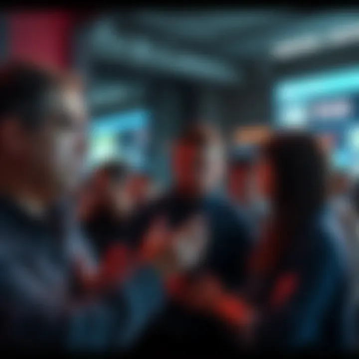 A group of people discussing the problems with an alignment system, showing frustration and confusion.