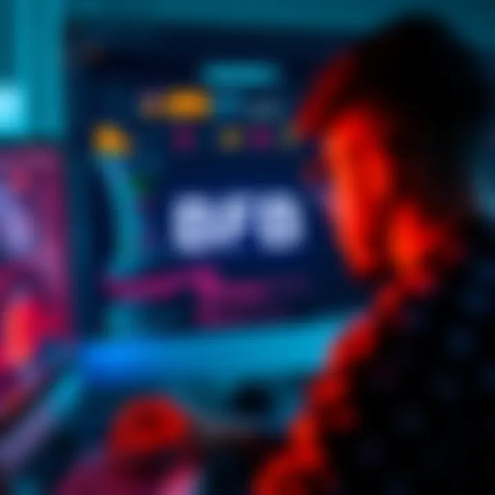 A person looking at a computer screen with the text 'BFB' highlighted, indicating research on its significance.