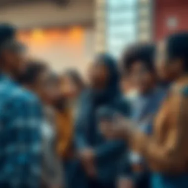 A diverse group of people engaging in a discussion, showing empathy and understanding toward each other's choices.