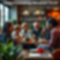 A group of diverse people sharing their thoughts in a cozy coffee shop, discussing what 'True for Me' means to them.