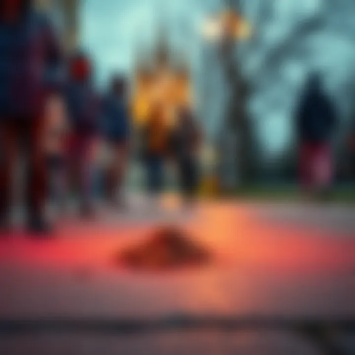 People looking surprised at a strange object on the ground that looks like dog poop but isn't