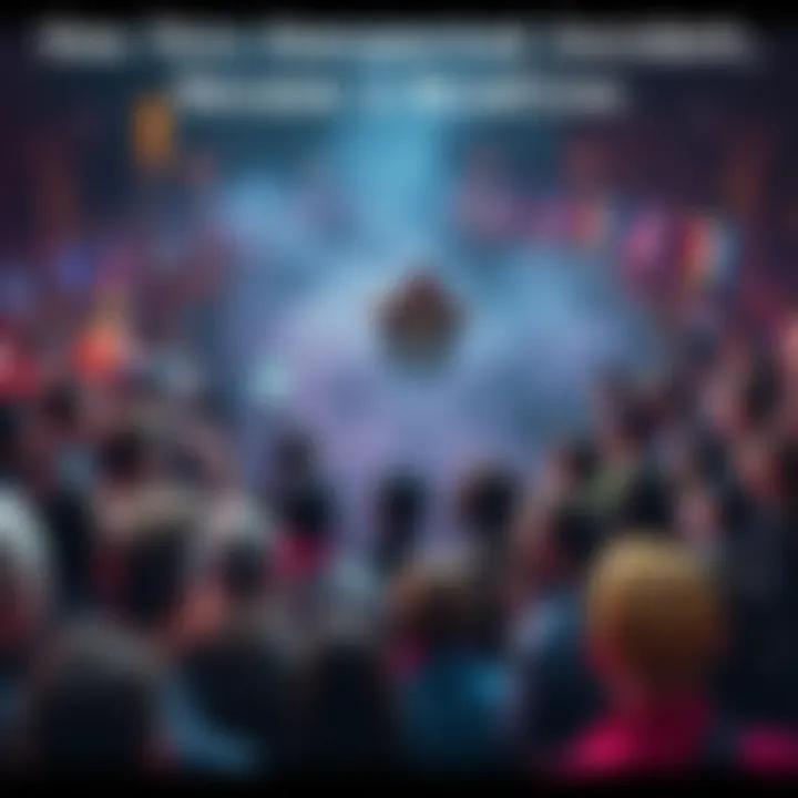 Crowd gathered around a surprising event, reacting with shock and curiosity.