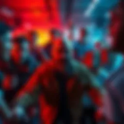 Unexpected Confrontation A group of people confronts Wesky, displaying humorous and tense reactions in a chaotic scene.