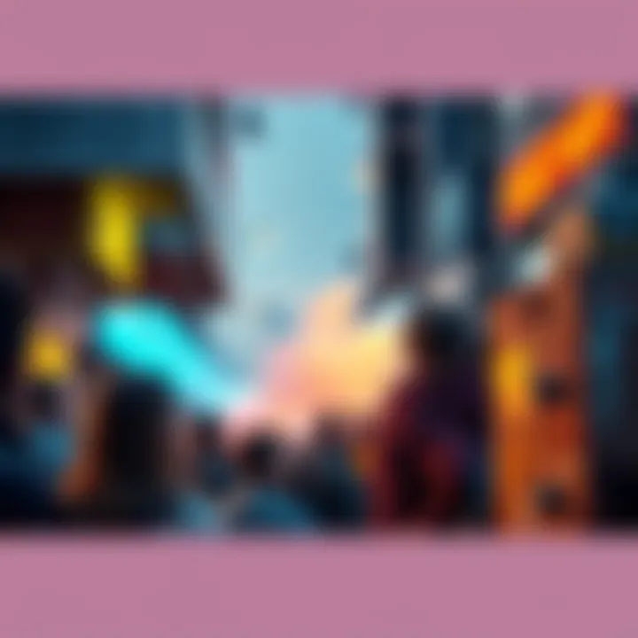 A crowd of people looking surprised and confused at a sudden event happening in the street.