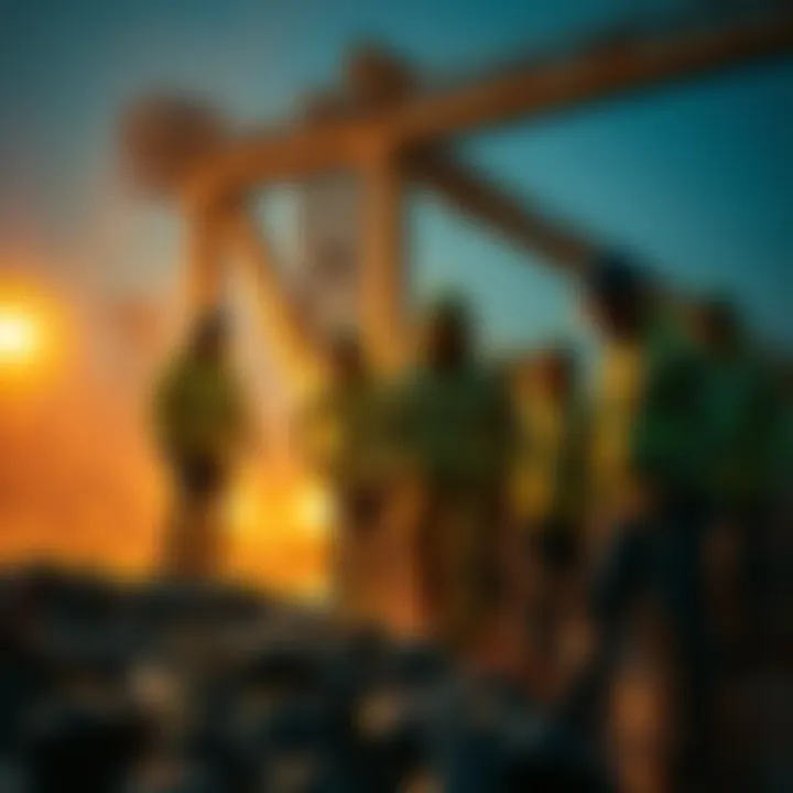 Unexpected Team Arrival A group of people in safety gear interrupt a goop extraction site, causing confusion among the team members.