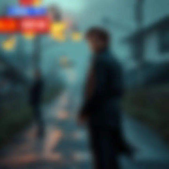 Unfair Choices in a Dramatic Scene A character stands at a crossroads, looking conflicted and stressed about the choices ahead that could lead to unexpected outcomes.
