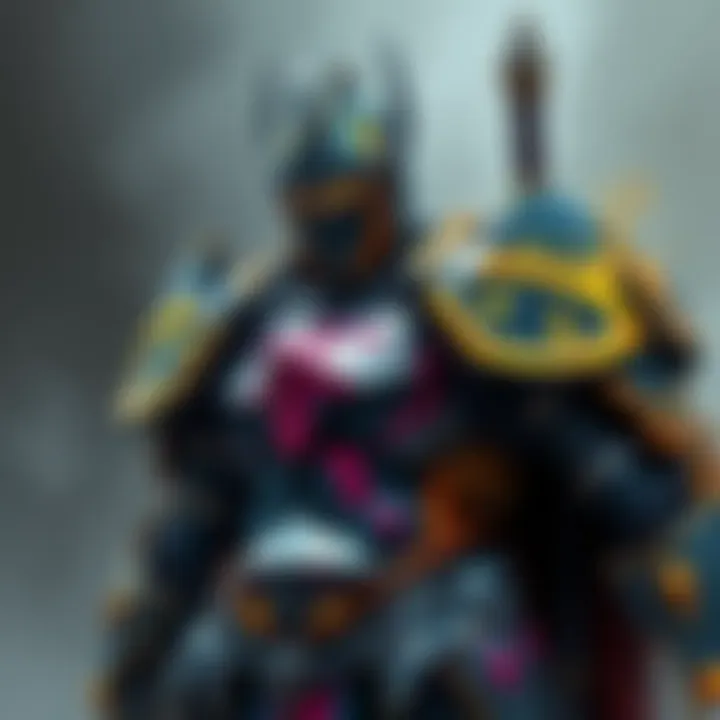 An artist's unfinished drawing of a warforged paladin, showcasing the character's metal body and knight-like features, with various colors and textures applied.