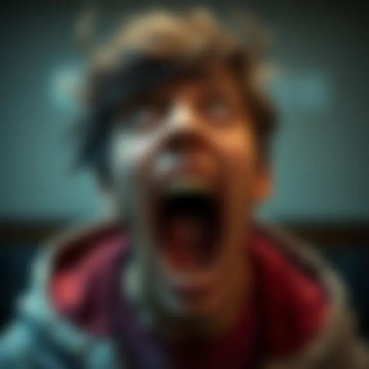 A person with their jaw unhinged, showcasing the unusual phenomenon in a meme-like style