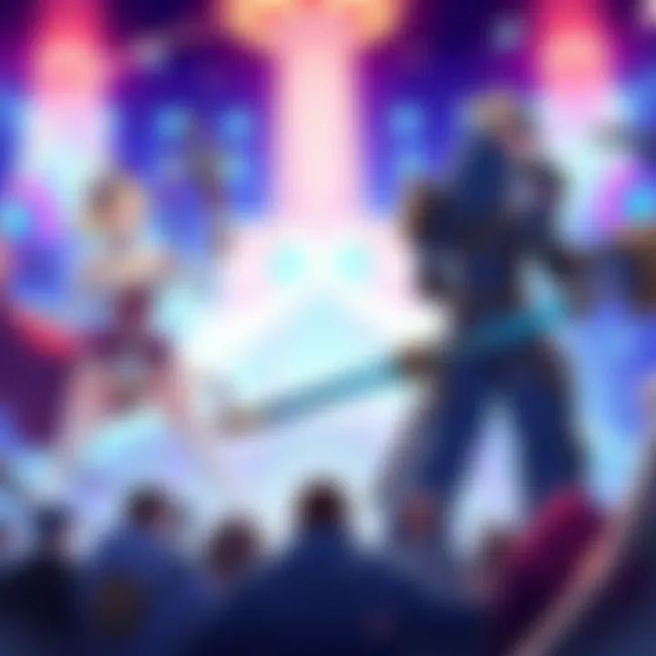 Union Arena and Nikke Decks Colorful illustration showing characters from Union Arena and Nikke cards, featuring burst skills and iconic figures like Cinderella and Red Hood.