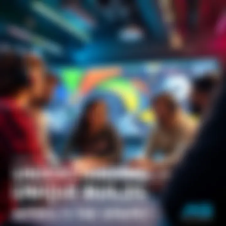 A group of gamers sharing ideas about unconventional gaming strategies in a lively discussion